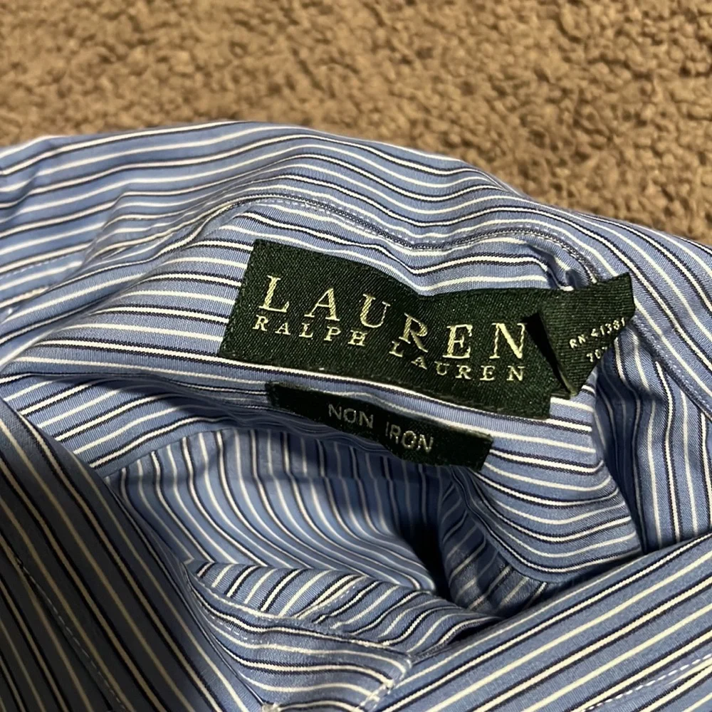 Ralph Lauren Striped Blue Dress Shirt - Classic Men's Button-Up